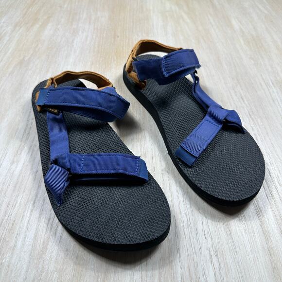 Teva Original Universal Sport Sandals Blue Tan Straps EVA Sole Outdoor Men’s 12 - Picture 1 of 8